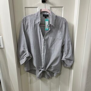 NWT Fortune+Ivy Striped Button Down Tie-Front Shirt L